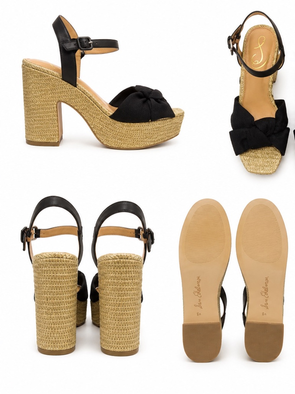Sam Edelman Black Bow Platform Heels / Sandals – Size 8.5 - Picture 3 of 3
